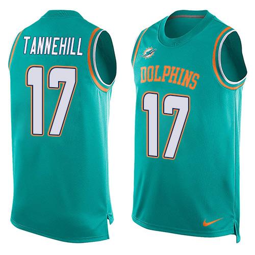Nike Dolphins #17 Ryan Tannehill Aqua Green Team Color Men's Stitched NFL Limited Tank Top Jersey